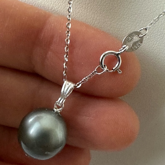 AUTHENTIC 12mm Real TAHITIAN Cultured Pearl - NO DYE - 925 Sterling Silver - Picture 6 of 8